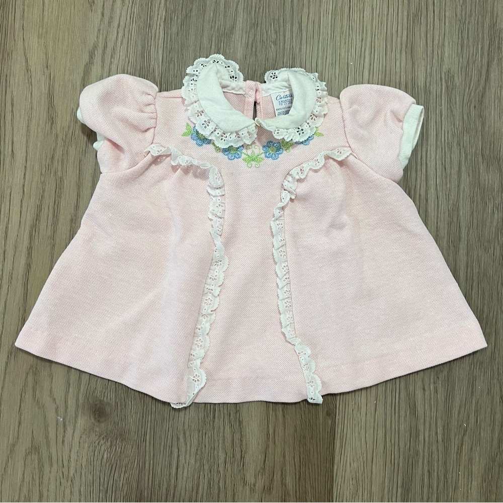 VINTAGE 90’s Carter’s Baby Girl Embroidered Dress - 3 months